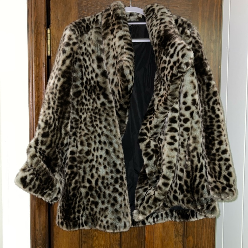 Zara spotted leopard fur coat
